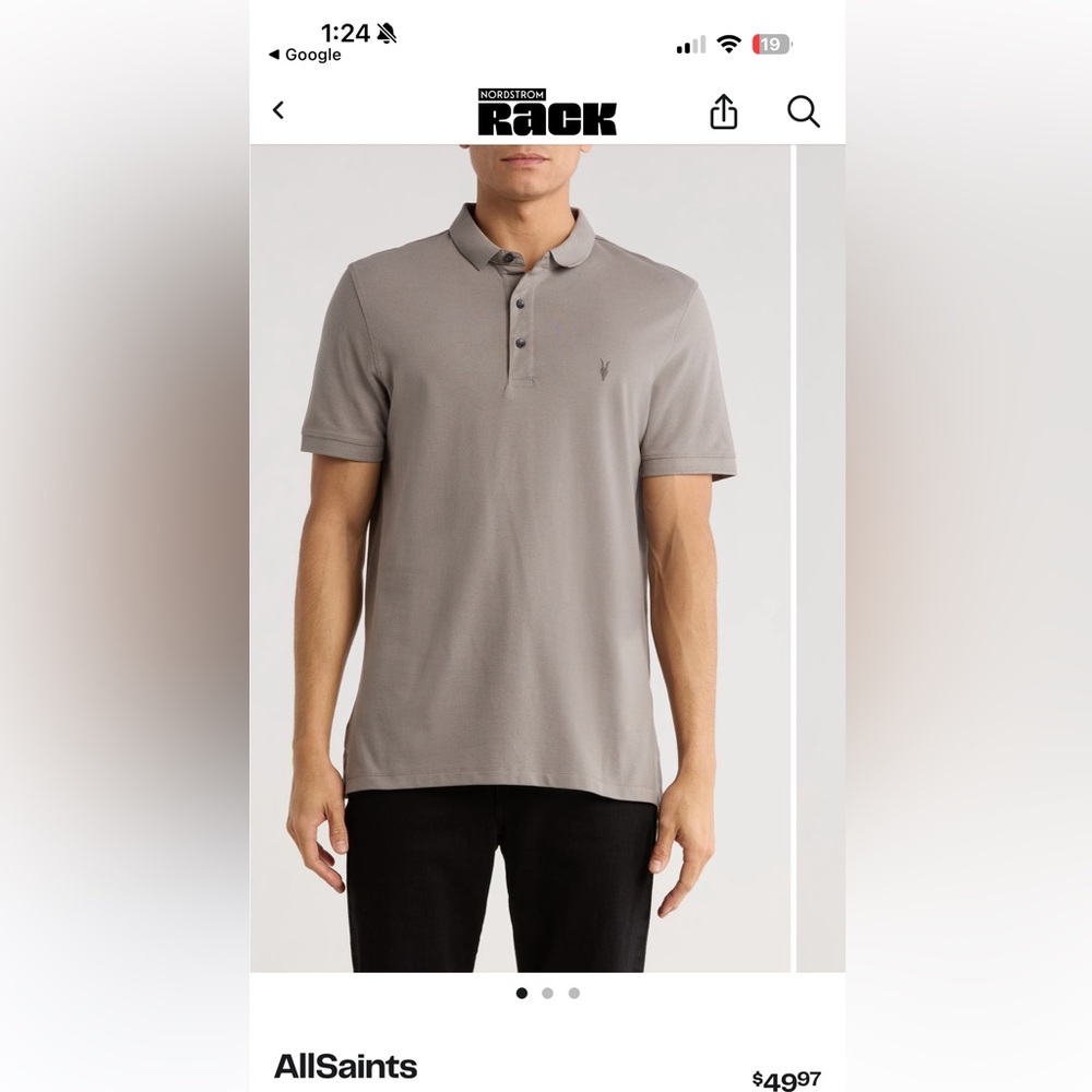 AllSAINTS Mens Cotton Polo Top